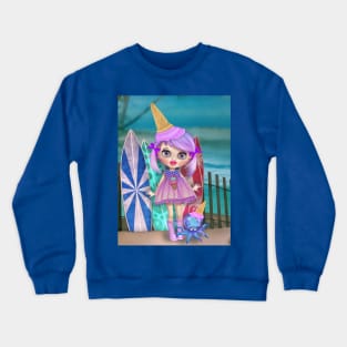 Ice cream girl and octopus Crewneck Sweatshirt